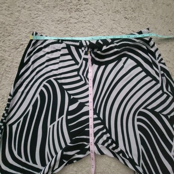 Chicos Travelers Sz 3 Slinky Acetate Pullon Pants Wide Leg Black White - Picture 4 of 11